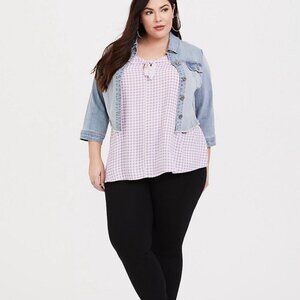 Torrid Sophie purple gingham tie tank top cami size 3X N33